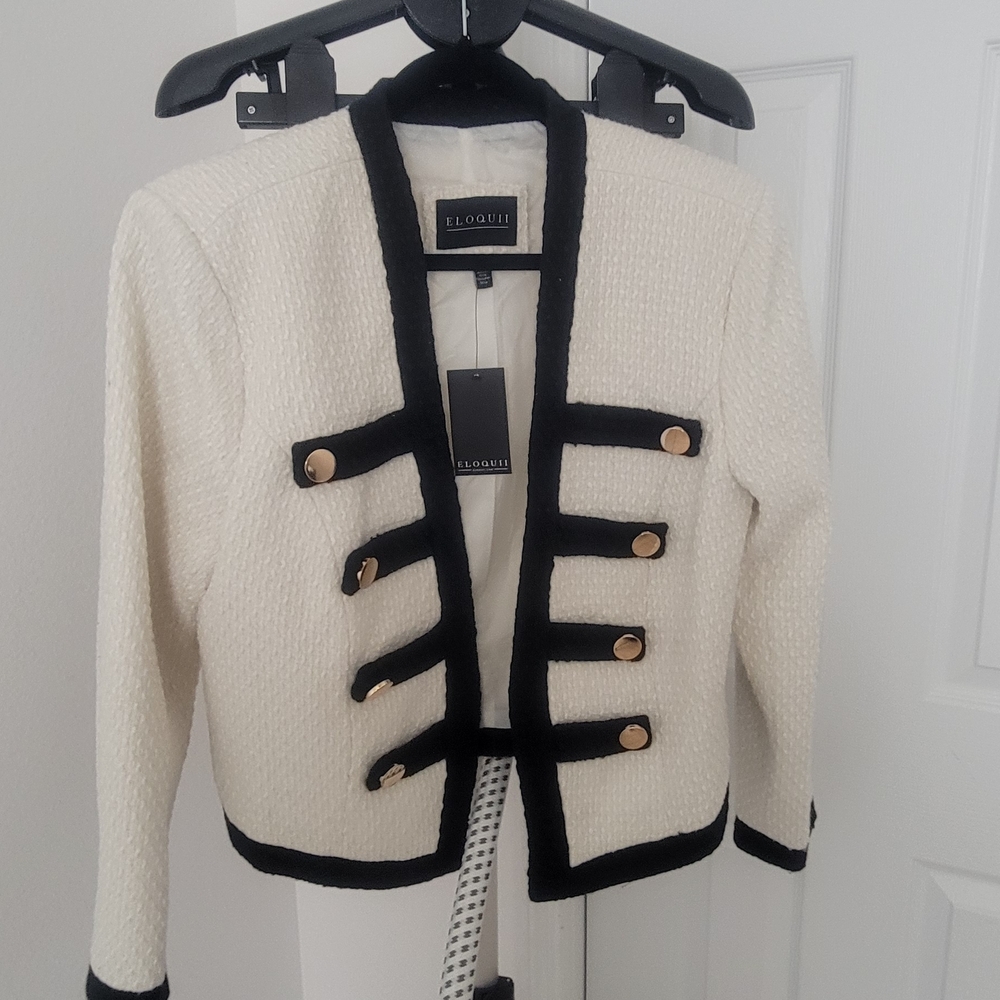 Eloquii Black and White Blazer with Structured Silhouette Size 14